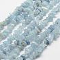 Natural Aquamarine Beads Strands, Chip, Grade AA