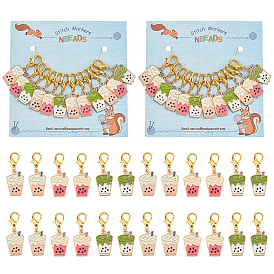 12шт. подвески в виде эмалированных чашек для молочного чая из сплава, подвески с застежкой-лобстером, подвески на клипсах, для брелка, кошелек, украшение для рюкзака, маркер стежка