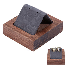 Демонстрация серег из ткани и железа, с основанием из орехового дерева, для серьги