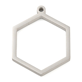 304 Stainless Steel Laser Cut Pendants, Hexagon Charm