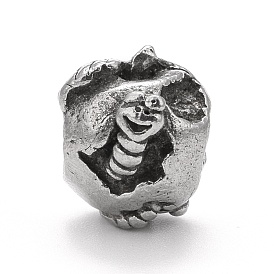 304 Stainless Steel European Beads, Large Hole Beads, Bug