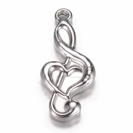 304 Stainless Steel Pendants, Musical Note