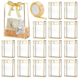 15 шт. прямоугольные матовые прозрачные полипропиленовые пластиковые пакеты для хранения с 1 рулоном полиэстеровой ленты