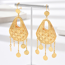 Alloy Hollow Coin Hoop Earrings for Middle Eastern Bride Wedding Jewelry