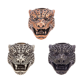 3pcs 3 couleurs perles européennes en laiton, Perles avec un grand trou   , leopard