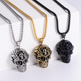 Панк-стиль 316l ожерелье из хирургической нержавеющей стали для мужчин, череп головы