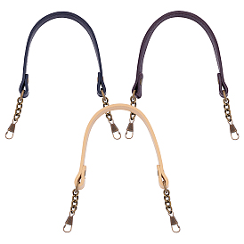 3 Colors PU Leather Bag Handle, with Antique Bronze Iron Hooks & Curb Chain, Bag replacement Accessories