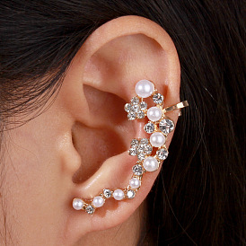 EA1344 Jewelry Fashion Flower Ear Stud Earrings Personality Diamond Pearl Earrings