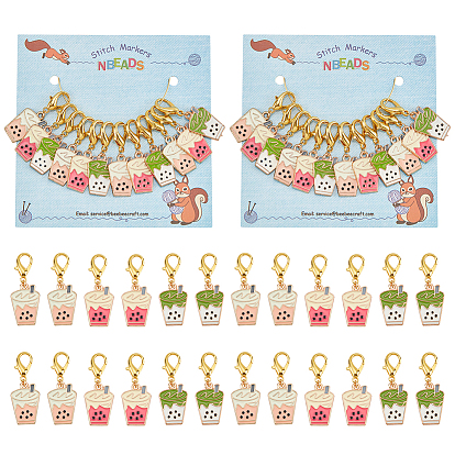 12шт. подвески в виде эмалированных чашек для молочного чая из сплава, подвески с застежкой-лобстером, подвески на клипсах, для брелка, кошелек, украшение для рюкзака, маркер стежка