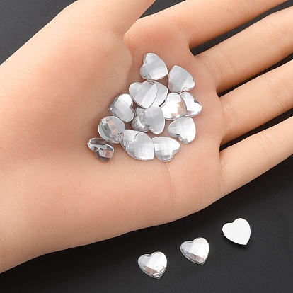 Acrylic Rhinestone Flat Back Cabochons Garment Accessories, Faceted Heart