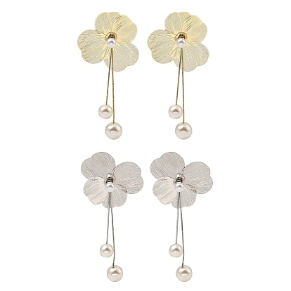 Серьги-гвоздики из сплава с цветочным узором, с имитацией жемчуга