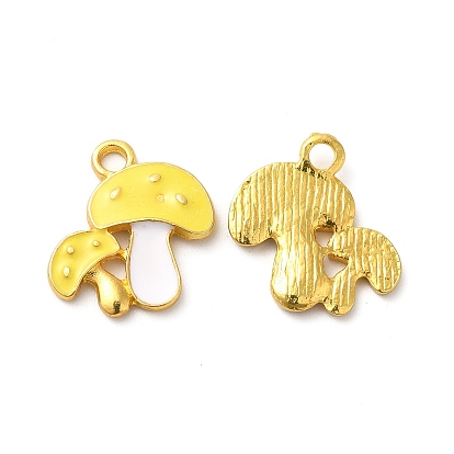 Crémaillère placage pendentifs en émail d'alliage, or, charme de champignon