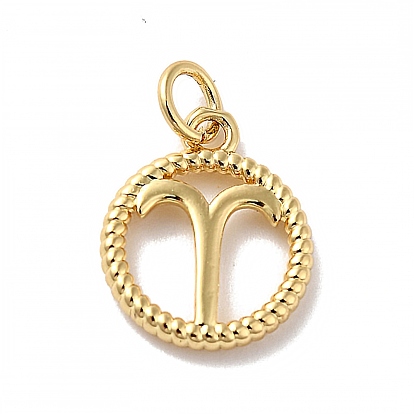 Brass Charms, with Jump Ring, Cadmium Free & Lead Free, Real 18K Gold Plated, Ring
