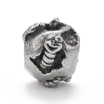 304 Stainless Steel European Beads, Large Hole Beads, Bug