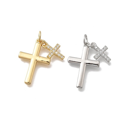 Латунные микро проложить кубического циркония подвески, крест прелести, без кадмия и без свинца, стойки покрытие, долговечный, с целью перехода в кольце