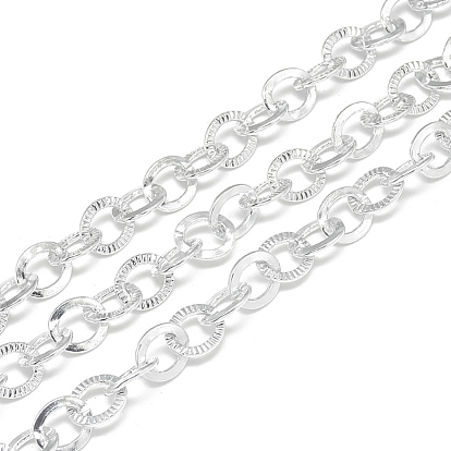 Aluminum Cable Chains, Textured, Unwelded, Flat Oval