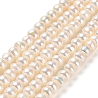 Natural Cultured Freshwater Pearl Beads Strands, Grade 2A, Rondelle