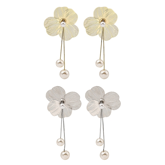 Серьги-гвоздики из сплава с цветочным узором, с имитацией жемчуга