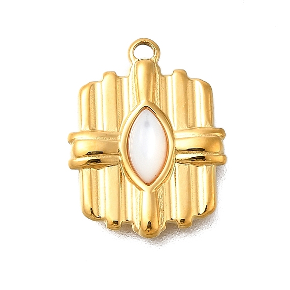 304 подвески из нержавеющей стали с натуральным белым ракушечником, ионное покрытие (ip)