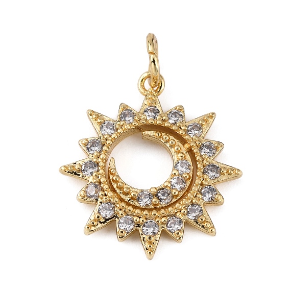 Латунные микропаве прозрачные подвески с фианитом, Вс & луна