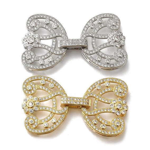 Стойка покрытие цветок латунь микропаве прозрачный кубический цирконий складные застежки, долговечный, без свинца и без кадмия