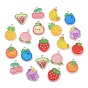Opaque Resin & Glitter Powder Pendants, Fruit Charm, with Platinum Iron Loop