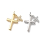 Латунные микро проложить кубического циркония подвески, крест прелести, без кадмия и без свинца, стойки покрытие, долговечный, с целью перехода в кольце