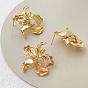 Flower Brass Stud Earrings Finding, with Loops and 925 Sterling Silver Pins