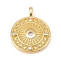 Латунные микро проложить кубического циркония подвески, плоско-круглые, с рисунком солнца и звезд