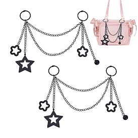 2шт. акриловые звездочки подвески железные сумки декоративные цепочки, с застежками-брелками из сплава