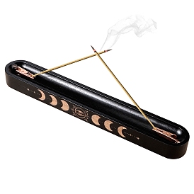 Wood Incense Burners, Rectangle with Moon Pattern Incense Holders, Home Office Teahouse Zen Buddhist Supplies