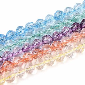 Хрустящие прозрачные стеклянные бусины нити, круглые, граненые