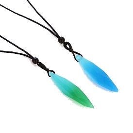 Luminous Resin Pendants Necklaces, Teardrop Glow in the Dark Necklaces for Women