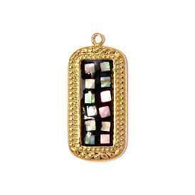 304 нержавеющей стальной эмали подвески, прямоугольный шарм, с оболочкой, ионное покрытие (ip), долговечный, реальный 18 k позолоченный