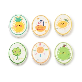 Печатные ручной фарфоровые бусы, овальные