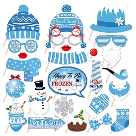 Snowflake Snowman Party Theme, Paper Christmas Birthday Party Supplies, Photography Props