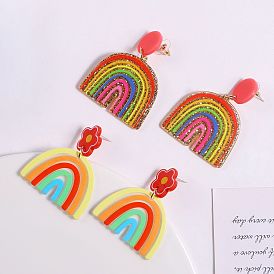 Bohemian Rainbow Multicolor U-shaped Earrings for Fashionable Look
