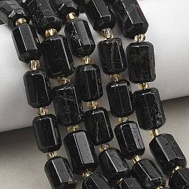 Натуральный черный турмалин бисер нитей, граненые, колонка, с бисером