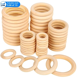 Gorgecraft Unfinished Wood Linking Rings, Original Color Wooden Ring, Round Ring