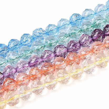 Хрустящие прозрачные стеклянные бусины нити, круглые, граненые