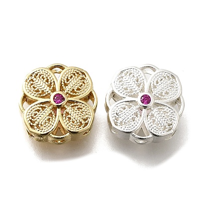 Латунные многорядные звенья из кубического циркония среднего фиолетового и красного цвета, долговечный, цветок, стойки покрытие