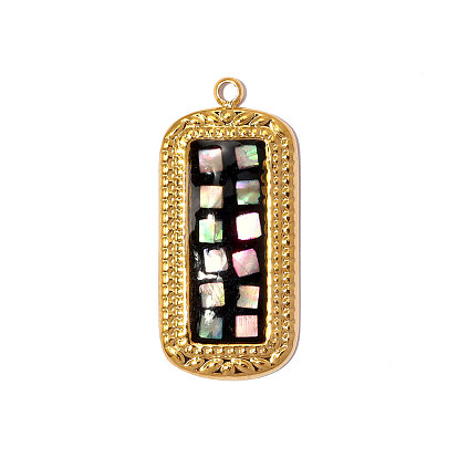 304 нержавеющей стальной эмали подвески, прямоугольный шарм, с оболочкой, ионное покрытие (ip), долговечный, реальный 18 k позолоченный