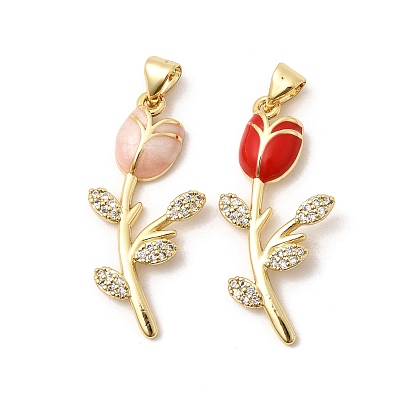 Латунные микропаве прозрачные подвески с фианитом, долговечный, стойки покрытие, без свинца и без кадмия, , с эмалью