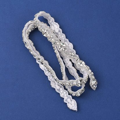 Verre cristal hotfix strass, avec bâton adhésif thermofusible et paramètres d'alliage, avec perle d'imitation, pour la ceinture de mariée bricolage