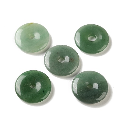Подвески с китайской предохранительной пряжкой из натурального зеленого авантюрина, подвески в виде пончиков/пи-дисков