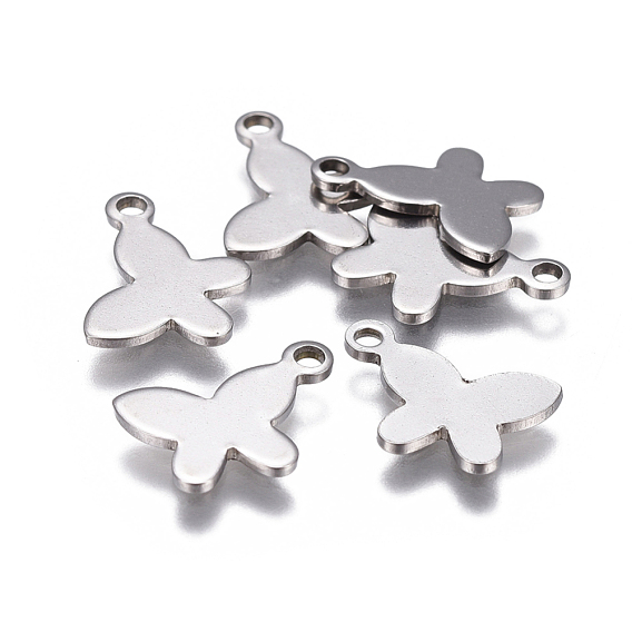 201 Stainless Steel Stamping Blank Tag Charms, Butterfly