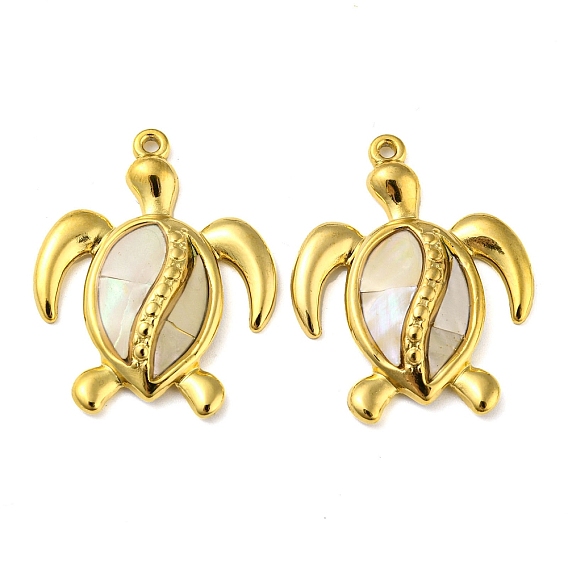 Природные подвески оболочки, подвески в виде морских черепах с ионным покрытием (ip) 304 фурнитура из нержавеющей стали, реальный 18 k позолоченный