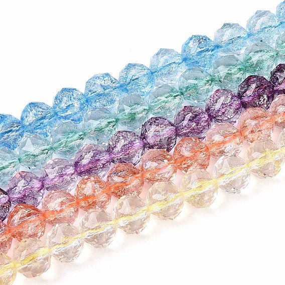 Хрустящие прозрачные стеклянные бусины нити, круглые, граненые