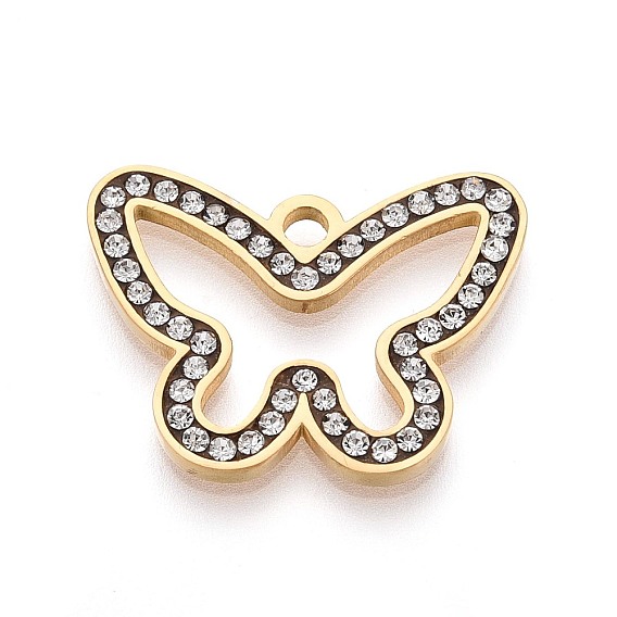 303 подвески из нержавеющей стали, со стразами, бабочки прелести, ионное покрытие (ip), долговечный