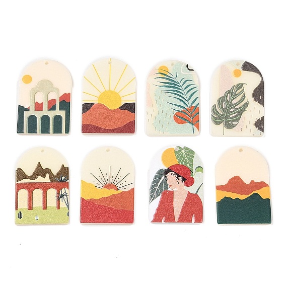 Акриловые подвески, 3 d распечатано, овальная с рисунком